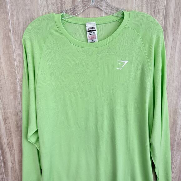 Gymshark Geo Seamless T-shirt Mens XL Neon Green Camo Texture Gym Workout NWOT - Picture 8 of 13